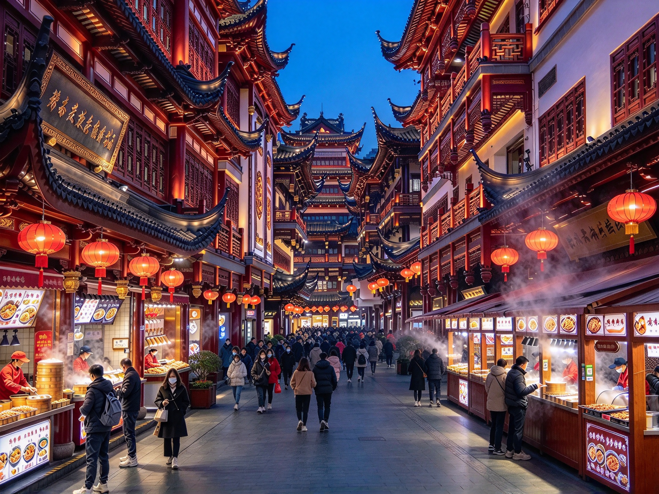 Old town food walk - blue hour